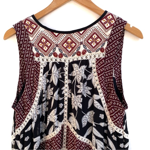 Anthropologie Floreat Grasslands Black Floral Crochet Trim Midi Dress 14 - Picture 6 of 8